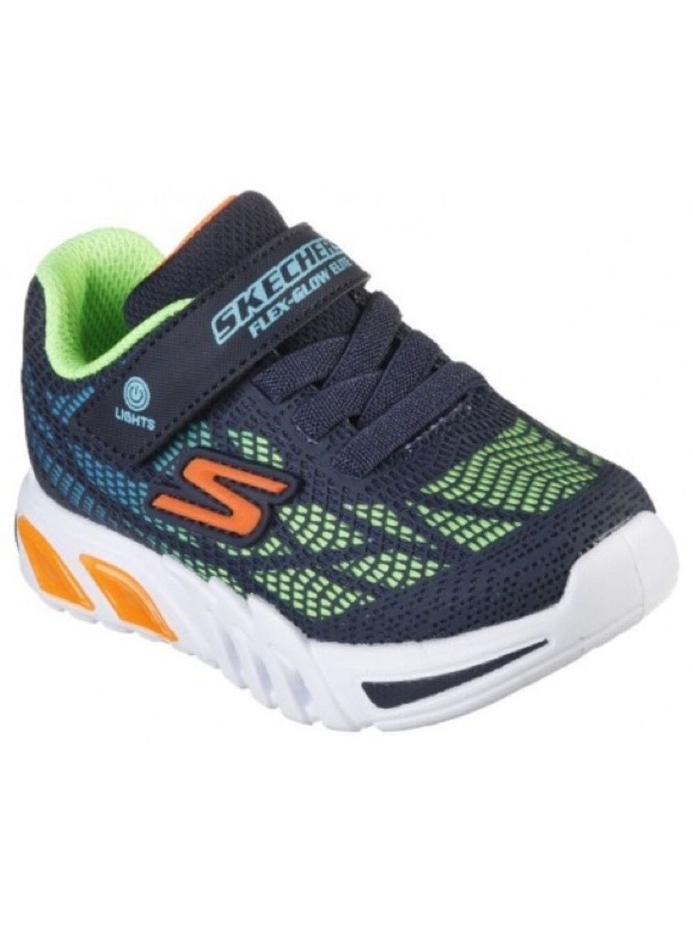 Size 7 Toddler Skechers Kids' Blue and Green Sneakers with Orange Highlights